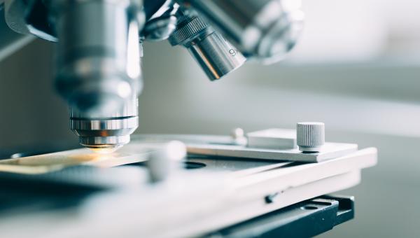 Microscope in laboratory